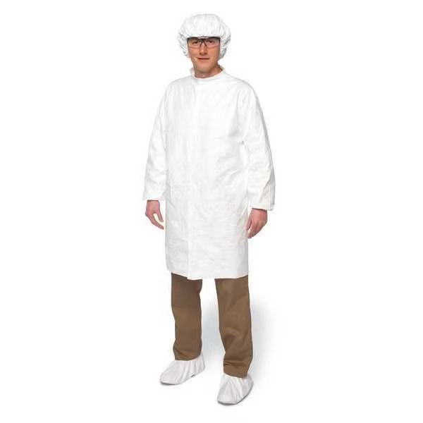 Tyvek Isoclean Cleanroom Lab Coat, XL, Wht, PK30, Dupont, Mfr#: IC263SWHXL00300B