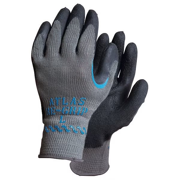 Natural Rubber Latex Coated Gloves, Palm Coverage, Black/Gray, S, PR, Showa, Mfr#: 330S-07-V