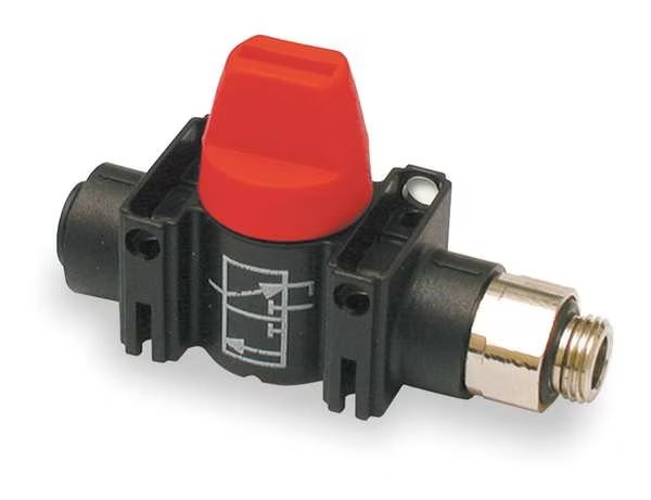 1/4" MNPT x Push Glass-Fill Nylon Mini Ball Valve Inline, Legris, Mfr#: 7915 56 14