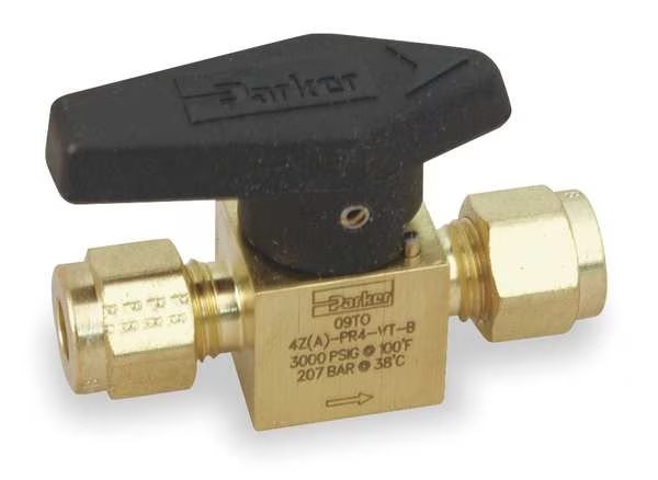 Rotary Plug Valve, 1/4 In, Brass, 1/4 Turn, Parker, Mfr#: 4A-PR4-VT-B