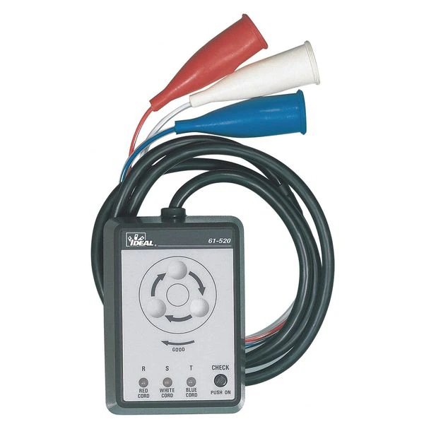 Phase Sequence Tester, 120 to 600VAC, Ideal, Mfr#: 61-520