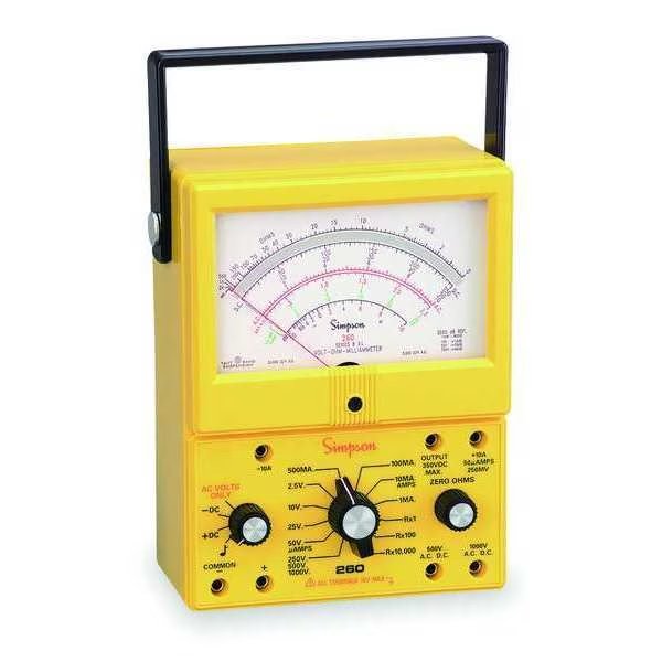 Analog Multimeter, 1000V, 10A, 20M Ohms, Simpson Electric, Mfr#: 260-8XI