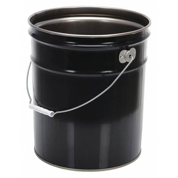 Steel Pail, Black, Cap 5 Gal, With Lining, EnjoyTool Select, Mfr#: PAIL-STL-RI-UN