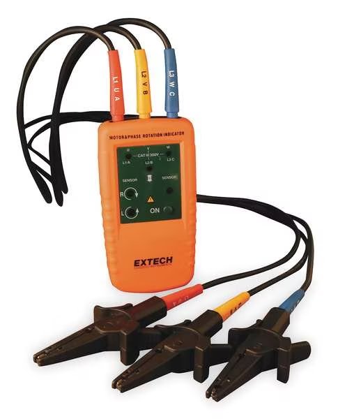 Phase & Motor Rotation Tester, 40-600VAC, Extech, Mfr#: 480403