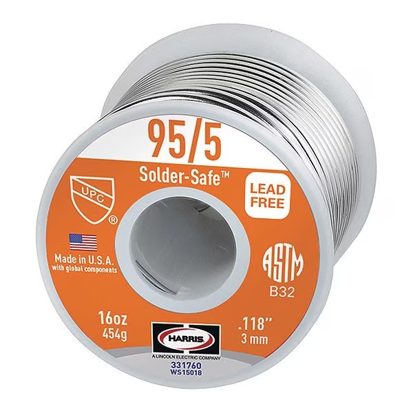 Solid Wire Solder, Dia 0.118 In, 1lb, Harris, Mfr#: 331760