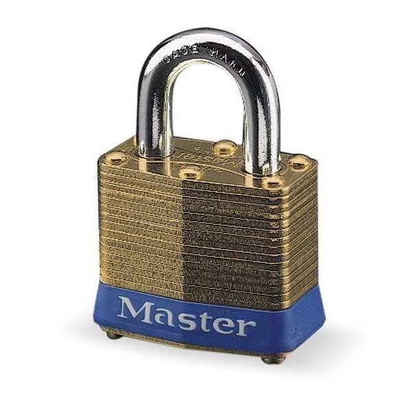 Padlock, Keyed Alike, Standard Shackle, Rectangular Brass Body, Steel Shackle, 3/4 in W, Master Lock, Mfr#: 2KA-X2431