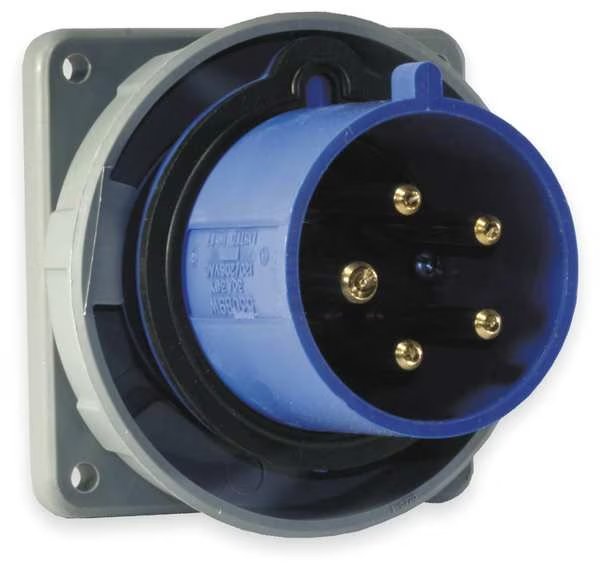 IEC Pin and Sleeve Inlet, 60A, 120/208V, Hubbell, Mfr#: HBL560B9W