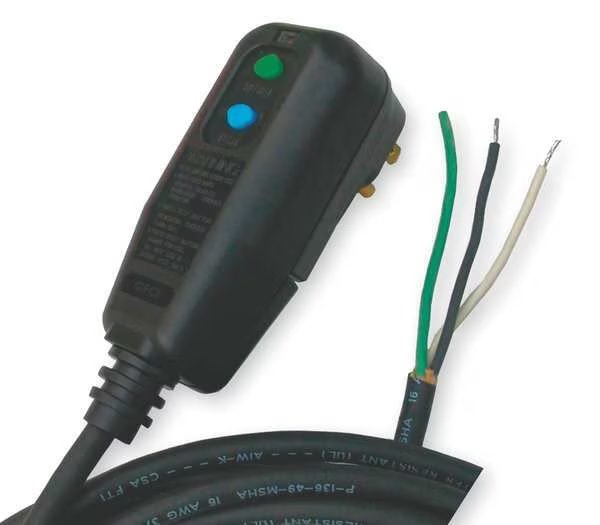 Plug-In GFCI with Cord, 15 ft., Blk, 15A