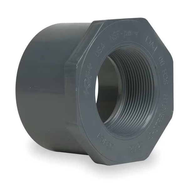 CPVC Reducer Bushing, Schedule 80, 1-1/2" x 1/2" Pipe Size, Spigot x FNPT, EnjoyTool Select, Mfr#: 9838-209