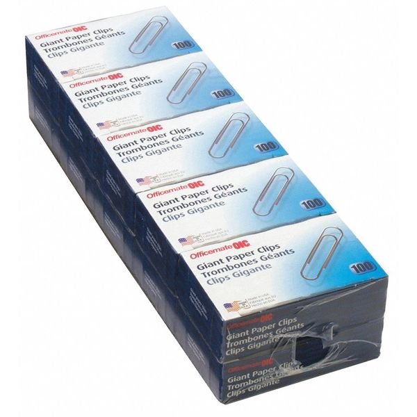 Paper Clips, Large, Silver, Steel, PK1000, Officemate, Mfr#: 99914