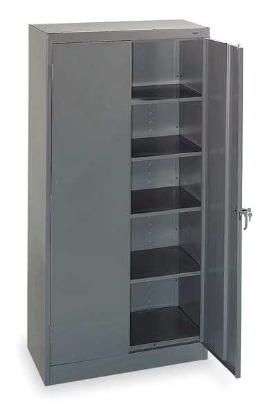 24 ga. ga. Steel Storage Cabinet, 36 in W, 72 in H, Stationary, Tennsco, Mfr#: 1470 GRAY
