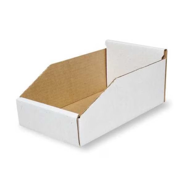 Corrugated Shelf Bin, White, Cardboard, 11 in L x 10 1/4 in W x 4 3/4 in H, Packaging Of America, Mfr#: 1W862