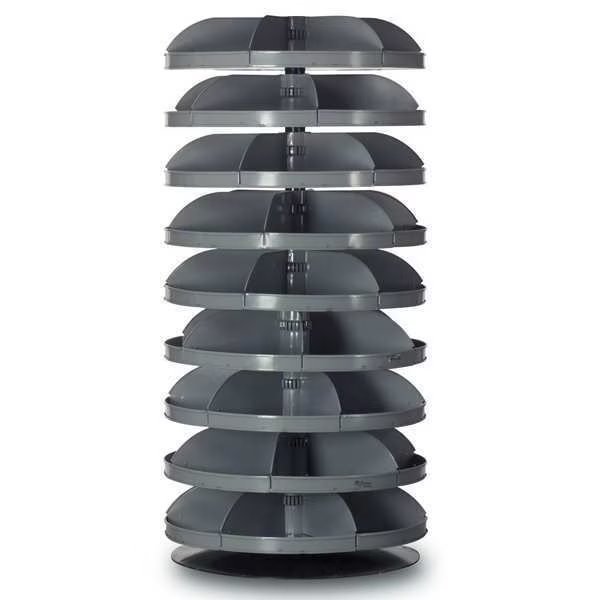 Prime Cold Rolled Steel Revolving Storage Bin, 28 in D x 59 1/8 in H x 28 in W, 9 Shelves, Gray, Durham Mfg, Mfr#: 1209-95