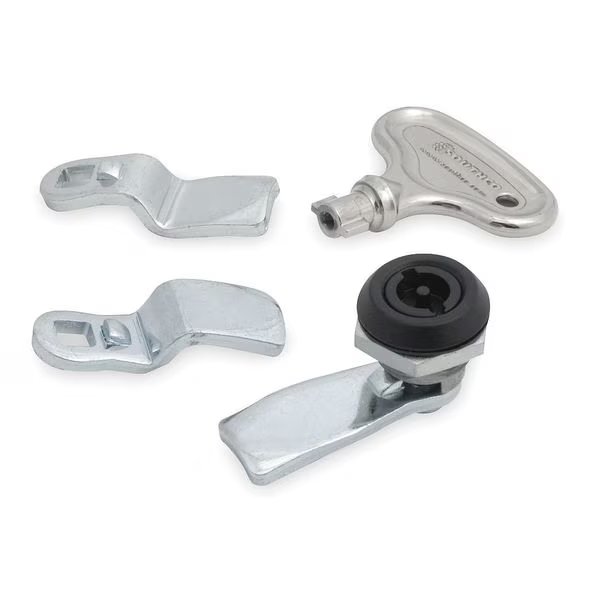 Cam Latch, Keyed, Black Powder Coated, Catch/Latch Length: 1-1/2