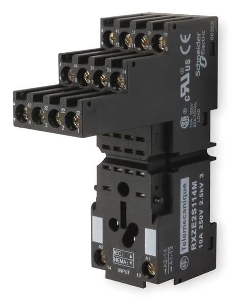 Rlay Scket, Finger Safe/Elvator, Squre, 10A, Schneider Electric, Mfr#: RXZE2S114M