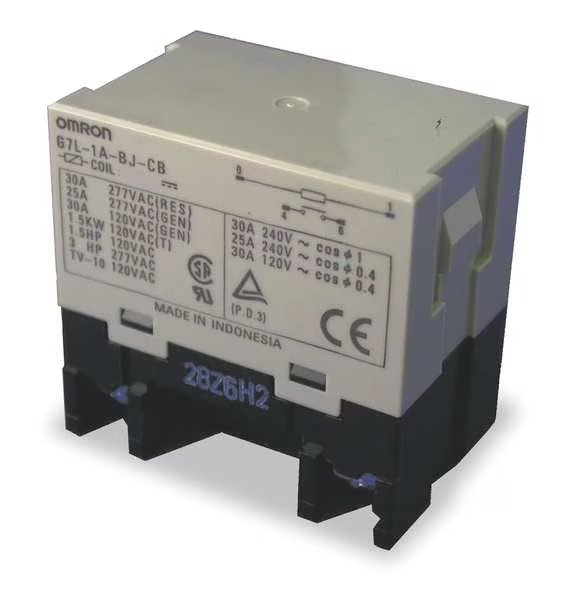 Enclosed Power Relay, 4Pin, 240VAC, SPST-NO, Omron, Mfr#: G7L-1A-BJ-CB-AC200/240