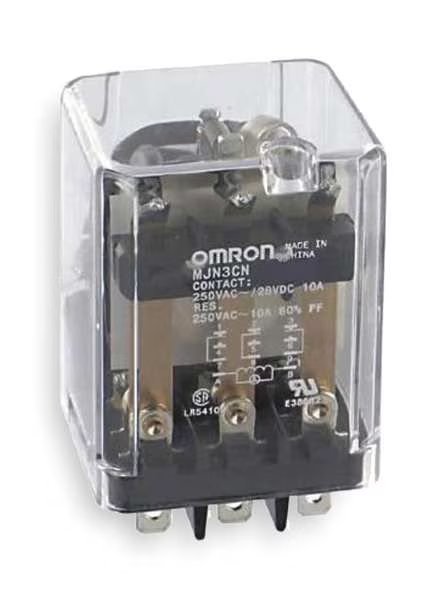General Purpose Relay, 12V DC Coil Volts, Square, 11 Pin, 3PDT, Omron, Mfr#: MJN3C-N-DC12