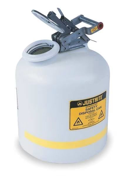 Disposal Can, 2 Gal., White, Polyethylene, Justrite, Mfr#: 12751