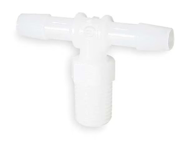 Tee, Thread To Barb, Poly, 1/4 In NPT, PK10, Eldon James, Mfr#: T4-4HDPE