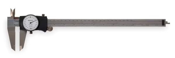 Dial Caliper, 12 In, 0.200/Rev, White Face, Mitutoyo, Mfr#: 505-749