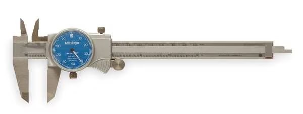 Dial Caliper, 6 In, 0.100/Rev, Blue Face, Mitutoyo, Mfr#: 505-742-51J