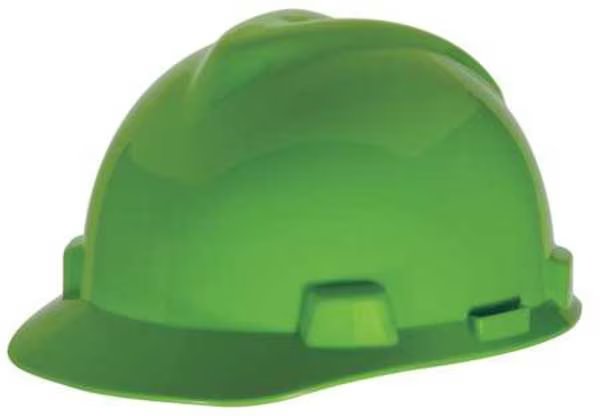 V-Gard Front Brim Hard Hat, Type 1, Class E, Ratchet (4-Point), Bright Lime Green, Msa Safety, Mfr#: 815565