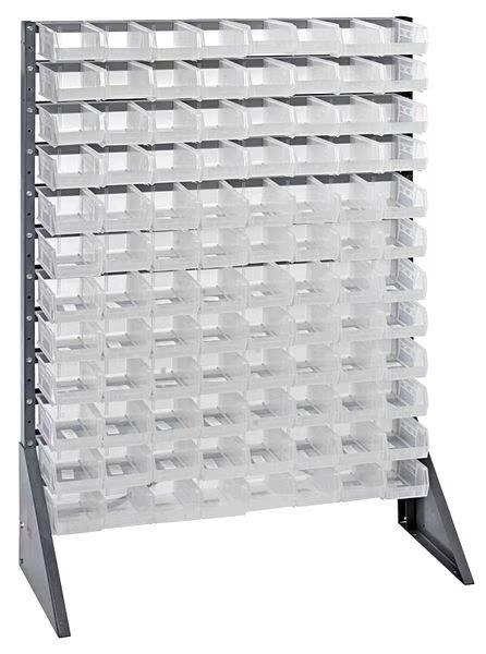 Steel Bin Rail Floor Rack, 36 in W x 15 in D x 54 in H, Clear, Quantum Storage Systems, Mfr#: QRU-12S-220-96CL