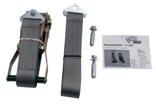 Ratchet Strap, 180 In, Gray, Quakehold!, Mfr#: RF.R180.G.1