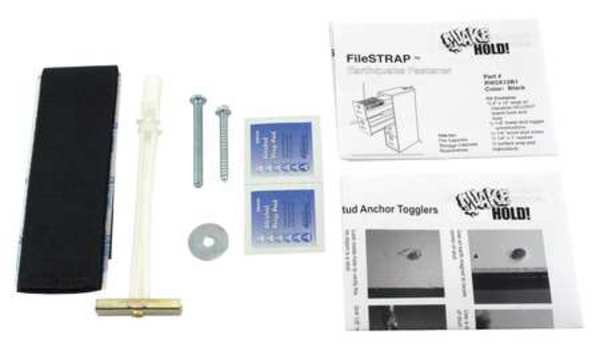 File Cabinet Fastener Strap, Black, Quakehold!, Mfr#: RW.2X12.B.1