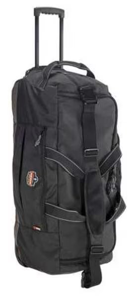 Soft-Sided, Wheeled Duffle Bag, Black, 1680D Ballistic Polyester Base, 600D Polyester, 5 Pockets, Ergodyne, Mfr#: GB5120