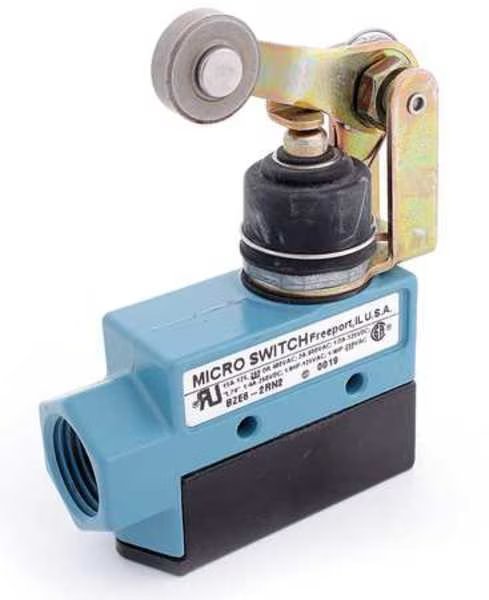 Limit Switch, Plunger, Roller Lever, 1NC/1NO, 15A @ 600V AC, Actuator Location: Top, Honeywell, Mfr#: BZE6-2RN2