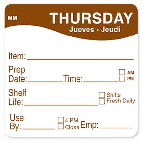 Food Safety Label, Black/White, 2 in H, Daymark, Mfr#: IT120156-7-SUN