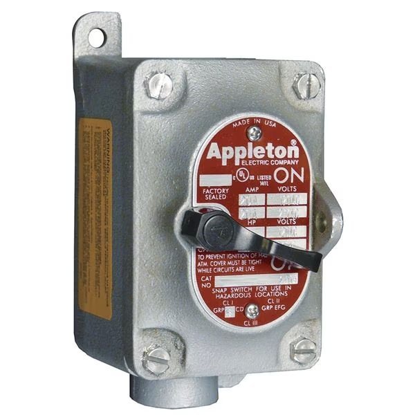Motor Switch, 20A, 600V, DeadEnd, Hub 3/4, 2P, Appleton Electric, Mfr#: EDS21MC2
