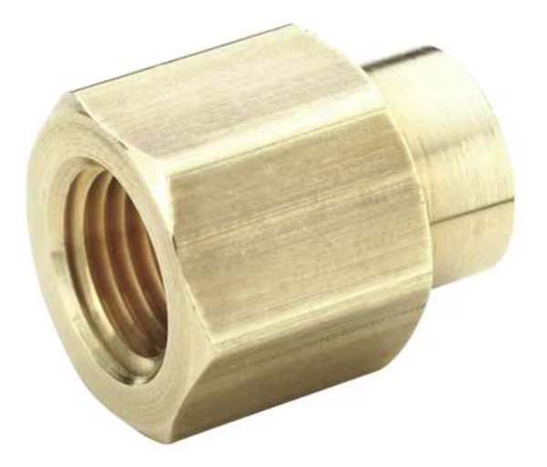 Brass Dryseal Pipe Fitting, FNPT x FNPT, 1/4" x 1/8" Pipe Size, Parker, Mfr#: 208P-4-2
