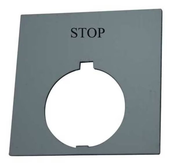 Legend Plate, Square, Stop, Red, Eaton, Mfr#: HT8SP34