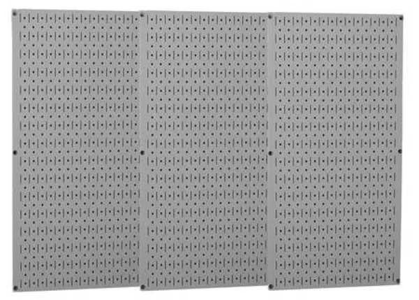 Pegboard Panel, Round 1/4 in Holes, 1 in Hole Spacing, 32 in H x 48 in W x 3/4 in D, Gray, Wall Control, Mfr#: 35-P-3248GY