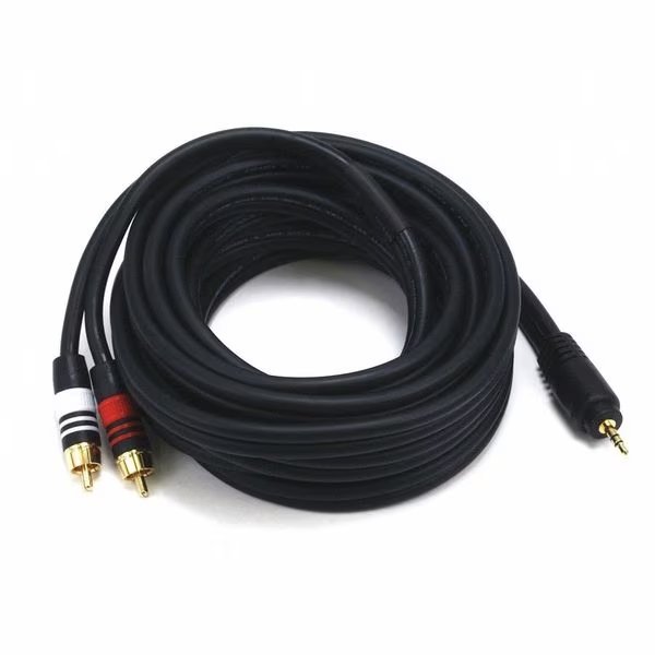 A/V Cable, 3.5mm(M)/2 RCA(M), 15ft, Monoprice, Mfr#: 5600