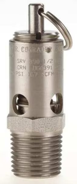 Safety Valve, Soft Seat, 1/2In, 250 PSI, SS, Conrader, Mfr#: SRV390-1/2-V-SS-250