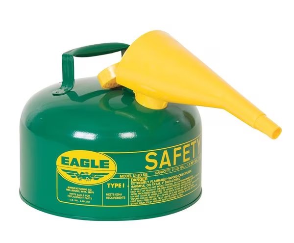 2 gal Green Galvanized Steel Type I Safety Can Oil, Eagle Mfg, Mfr#: UI20FSG