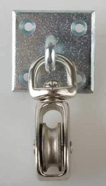 Pulley Block On Plate, Fibrous Rope, 3/8 in Max Cable Size, Not Rated Max Load, Electro-Galvanized, Peerless, Mfr#: 3-070-146C16