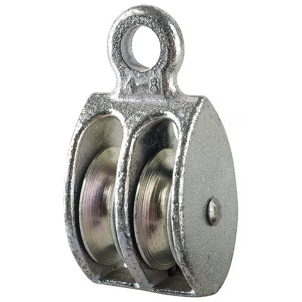 Double Pulley Block, Fibrous Rope, Not Rated Max Load, Electro-Galvanized, Peerless, Mfr#: 3-080-04-86-