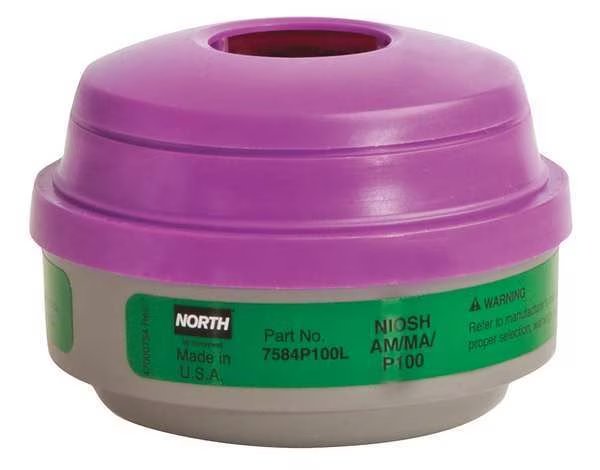 Combination Cartridge/Filter, Threaded, AM, MA, P100, Green, Magenta, 1 PR, NIOSH, Honeywell North, Mfr#: 7584P100L