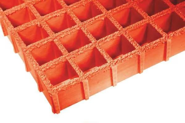 Molded Grating, 96 in Span, Grit-Top Surface, Vi-Corr Resin, Orange, Fibergrate, Mfr#: 878806