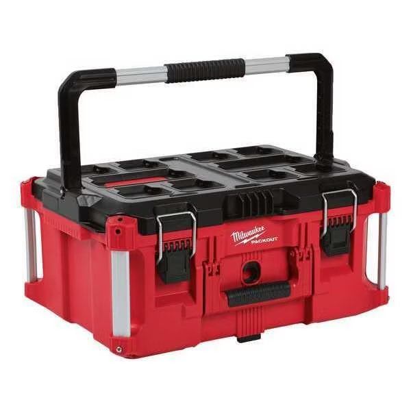 PACKOUT Large Tool Box, Polymer, Black/Red, 22 in W x 16-1/4 in D x 11 in H, Milwaukee Tool, Mfr#: 48-22-8425