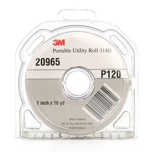 Utility Cloth Roll, 1"x50yd, P120 Grit, PK5, 3M, Mfr#: 7000118512