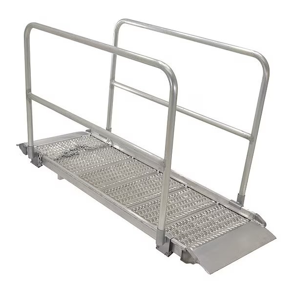 Alum. Grip Walk Ramp w/Rail, 29.38x73.25, Vestil, Mfr#: AWR-G-28-6A-HR