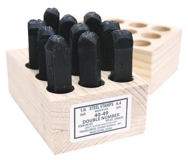 Number Set, 3/16 In. H, Steel, 90 to 99, Young Bros Stamp Works, Mfr#: 05103 90-99