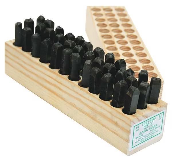 Hand Cut Combo Set, 3/8in H, Gothic, Steel, Young Bros Stamp Works, Mfr#: 08362