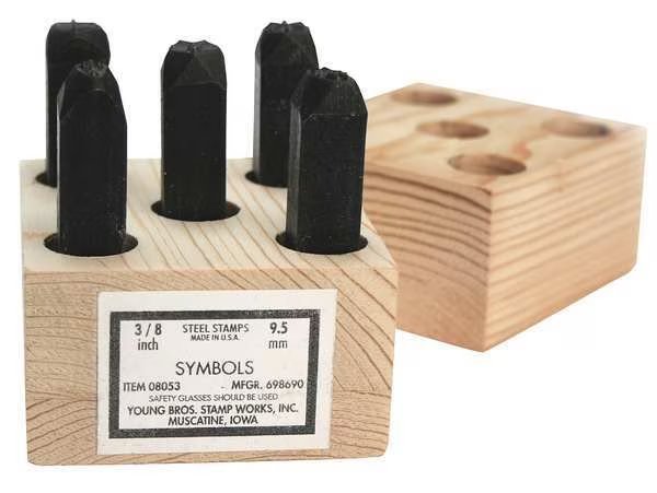 Symbol Set, 3/16in H, Gothic, Steel, Young Bros Stamp Works, Mfr#: 05053