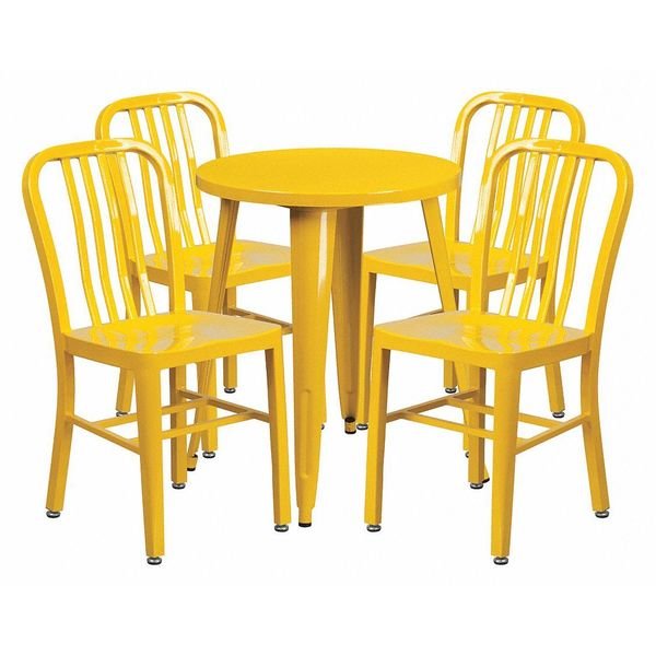Round 24" W X 24" L X 29" H, Metal, Yellow, Flash Furniture, Mfr#: CH-51080TH-4-18VRT-YL-GG